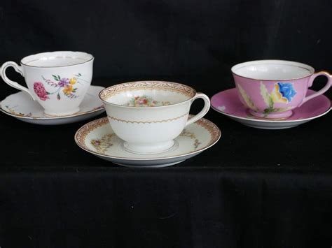 Lot #134 - Antique and Vintage Bone China cups & saucers (3) - Estate ...