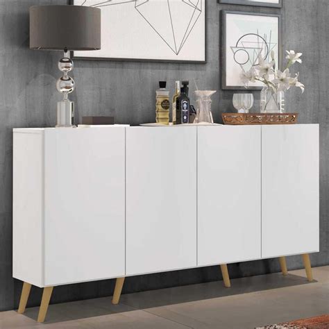 Aparador Buffet Portas C P S Retr Veneza Multim Veis Branco Natural