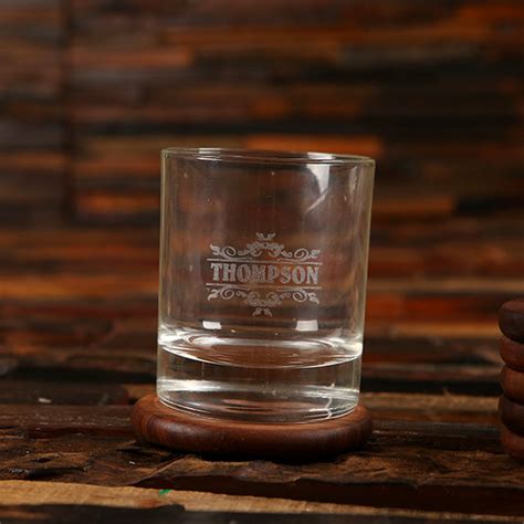 Personalized Whiskey Glass Coasters And Coaster Storage Box Teals Prairie And Co ®