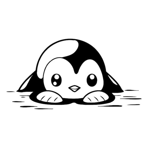 Penguin De Dessin Anim Mignon Nageant Dans L Eau Illustration