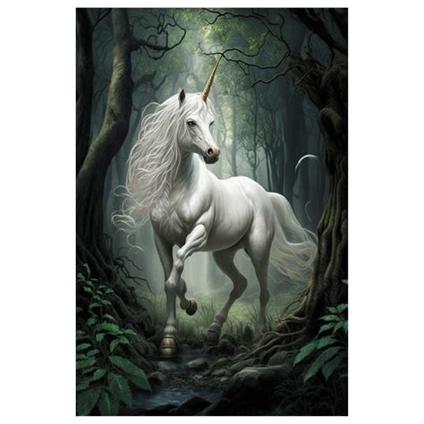 Plaque De Décoration Fantasy Avec Une Licorne Blanche Décoration