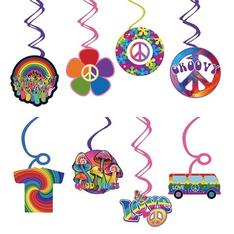 Loonelo 16pcs Two Cm31 Party Hanging Swirls Decorations Retro Hippie