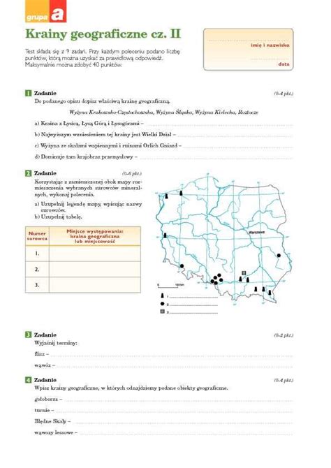 Geografia Dzia Klasa Sprawdzian