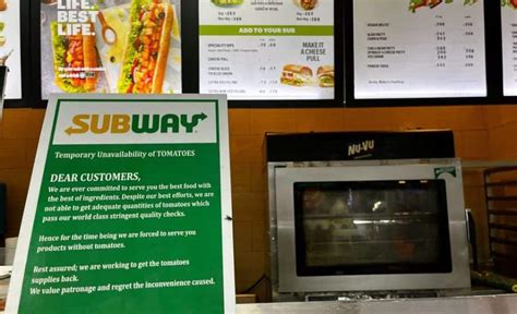 After Mcdonalds Some Subway Outlets In India Drop Tomatoes From Menu