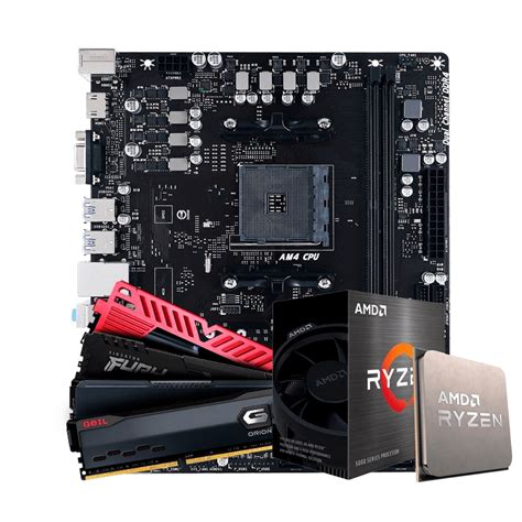 Kit Upgrade AMD Ryzen 5 5600G Placa Mãe Chipset A520 Memória DDR4 8GB