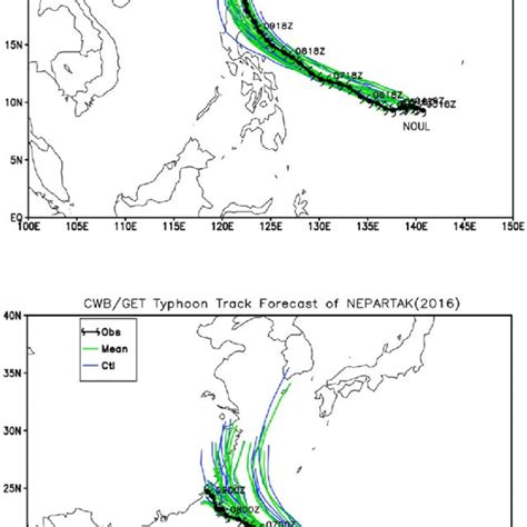 Typhoon Tracking And Forecasting Composite Maps The Green Lines