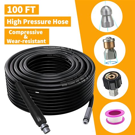 Powerful 100ft Sewer Jetter Kit For Pressure Washer 5800psi Drain