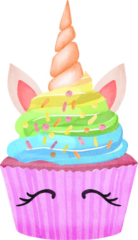 Watercolor Fancy Unicorn Cupcake 11216529 Png