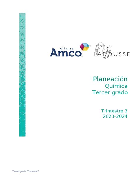 Copia De Química 3t3 Mkjij Planeación Química Tercer Grado Trimestre 3 2023 Presentación