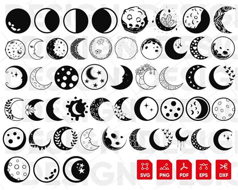 50 Moon SVG Moon Silhouette Moon Vector Moon Cricut Moon - Etsy | Clip art, Printable decor ...