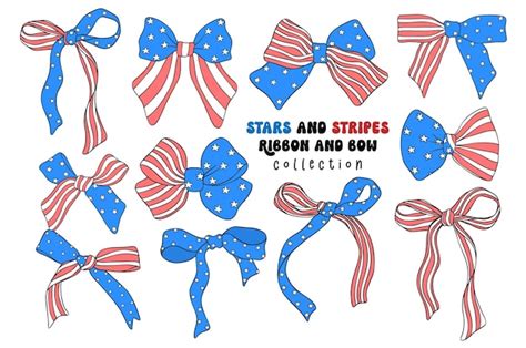 Premium Vector Coquette Th Of July Ribbon Bow Stars And Stripes