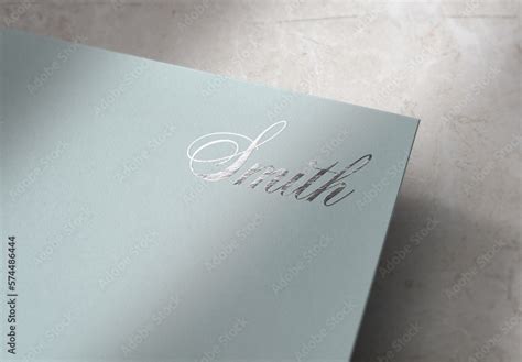 Logo Mockup Silver Hot Foil Paper Textrure Template Effect Stock Template Adobe Stock