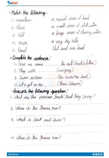 Cbse Class English Train Worksheet With Solutions