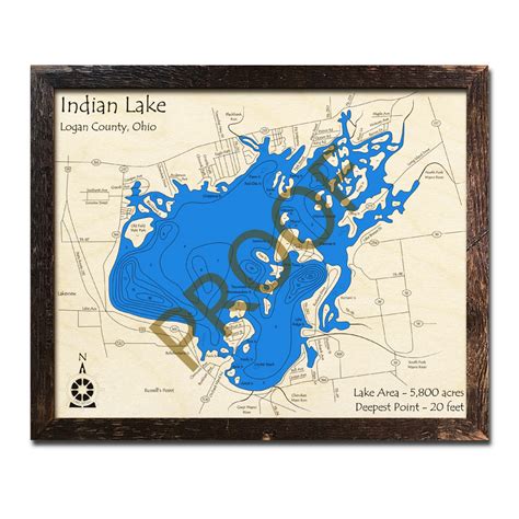 Lake Lorelei 3d Wood Map Ohio Nautical Map Art