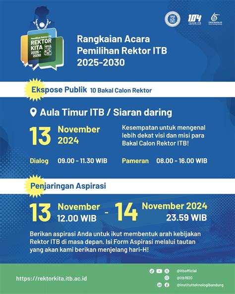 Pengumuman 3 Calon Rektor ITB Periode 2025 2030 Rektorkita ITB 2025 2030