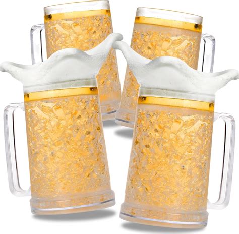 Amazon Fasmov Freezer Beer Mugs Pack Clear Double Wall Gel