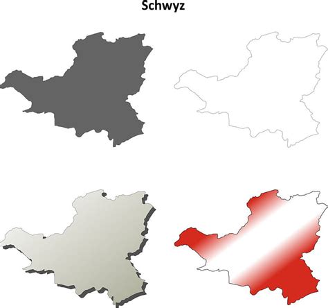 Vector Conjunto De Mapa De Contorno Detallado En Blanco De Schwyz Ai