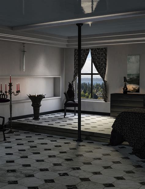 Modern Gothic Bedroom | Daz 3D