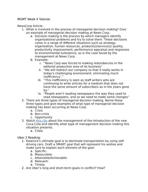 Mgmt Week Tutorial Tute Q And A Mgmt Week Tutorial Newscorp