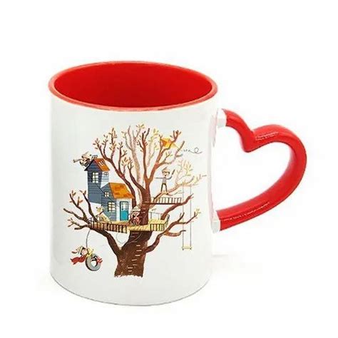 White Printed Heart Handle Sublimation Mug For Ting At Rs 85 Piece