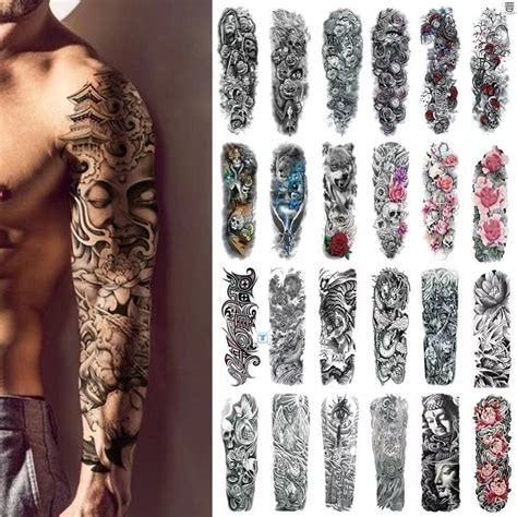 Waterproof Unisex Large Full Arm Body Temporary Tattoo Sticker Shopee