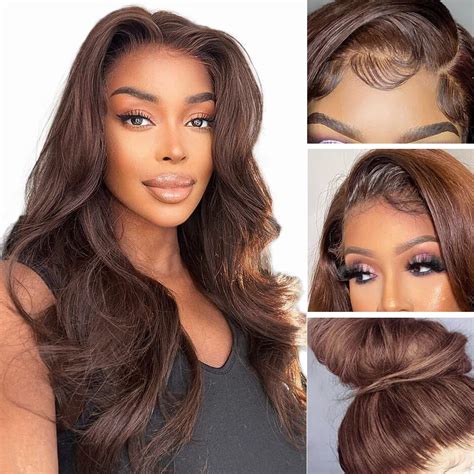 16 Inch Chocolate Brown Body Wave Lace Front Wig 13x4 Hd