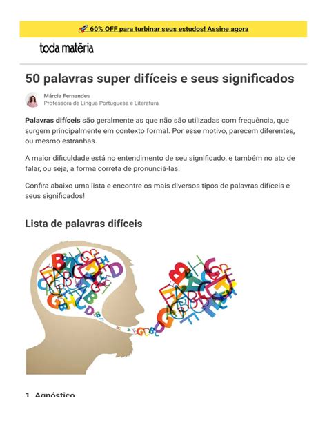 100 Palavras Difíceis E Seus Significados - Palavras Difíceis e Seus Significados | PDF