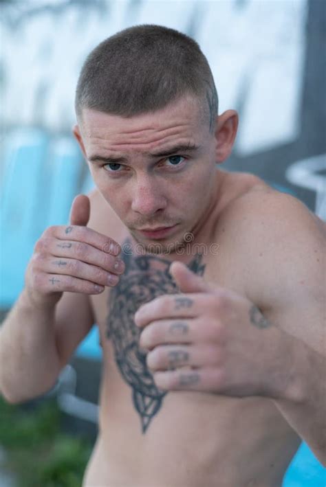 Male Bully With A Naked Torso By Day Stock Photo Image Of Brutal Confident