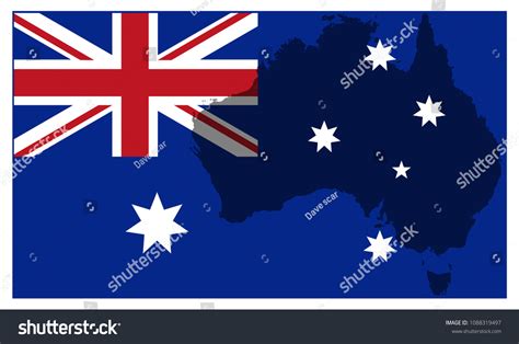 Australian Flag Map Design Isolated On Stock Vector Royalty Free