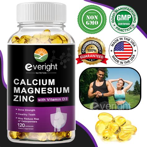 Calcium Magnesium Zinc Capsules Vitamin D3 For Muscle Bone Joint Nervous Immune System