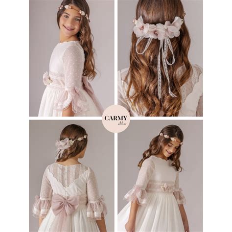 Carmy Vestido Primera Comuni N Tul Falda Rizada Adriels Moda Infantil