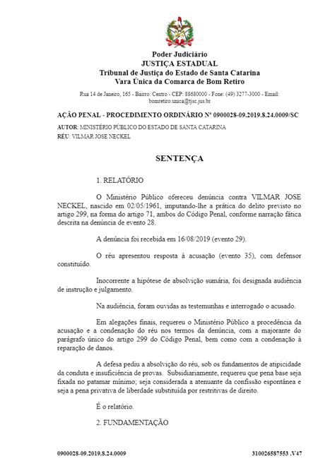 Ex Prefeito Do Municpio Dee Bom Retiro Condenado A Um Ano E Cinco