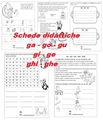 Ga Go Gu Gi Ge Ghi Ghe Schede Didattiche Per La Scuola Primaria