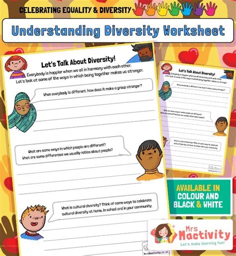 Understanding Diversity Worksheet EYFS KS1 KS2 Diversity Resources