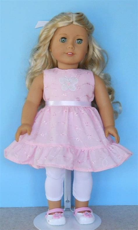 Pink Eyelet Dress For 18 Inchdolls Such As American Girl Etsy Doll