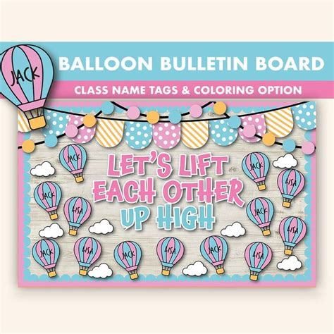Hot Air Balloon Bulletin Board Kit Summer Bulletin Boards Digital April Bulletin Board Printable