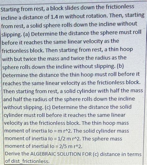 Solved Starting From Rest A Block Slides Down The Chegg