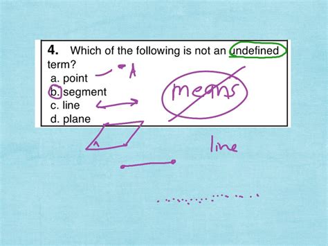 Geom Sem1 Final Review P4 4 Math Geometry Undefined Terms