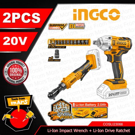 Exclusive Ingco Li On V Cordless Pcs Impact Wrench Drive Ratchet