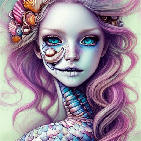 Beautiful Detailed Mermaid Skeleton Graphic · Creative Fabrica