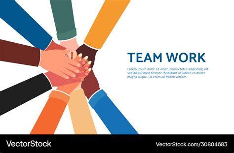 Teamwork banner template with connected hands Vector Image