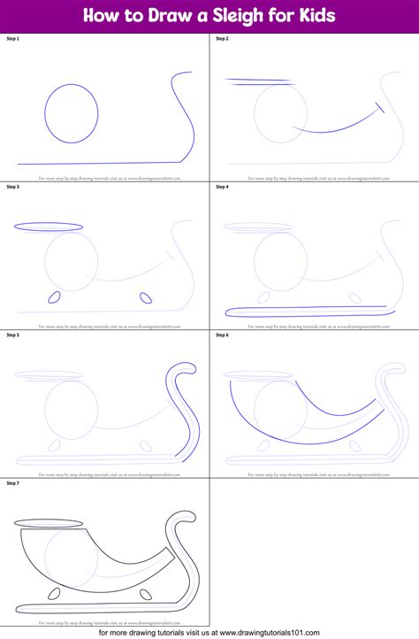 how to draw a sleigh step by step