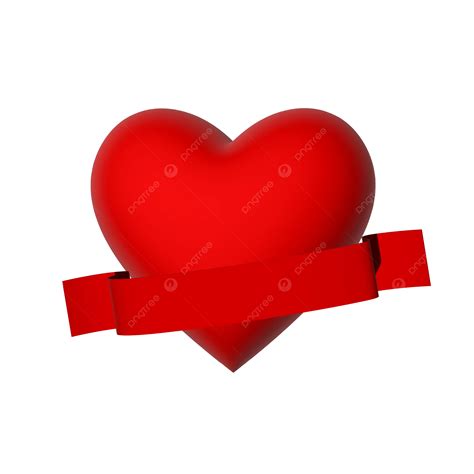 Beautiful Red Heart With Ribbon 3d Vector Red Heart Heart Love Heart