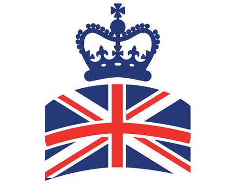 A Crown Blue British United Kingdom Flag Emblem National Europe Emblem