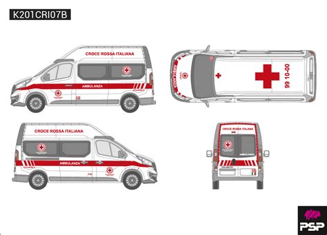 Kit Adesivi Livrea Completa Croce Rossa Italiana Per Ambulanza Fiat