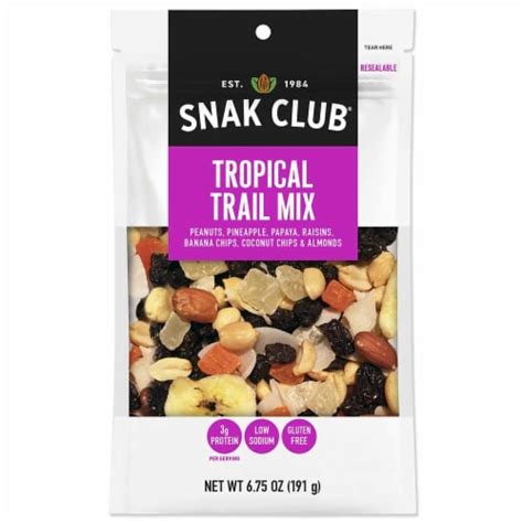 Snak Club Tropical Trail Mix Gluten Free Non Gmo 675 Ounces 6 Pack