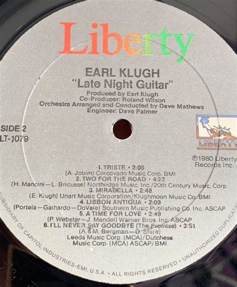 Earl Klugh Late Night Guitar Vinyl Record Lp Hobbies Toys Music