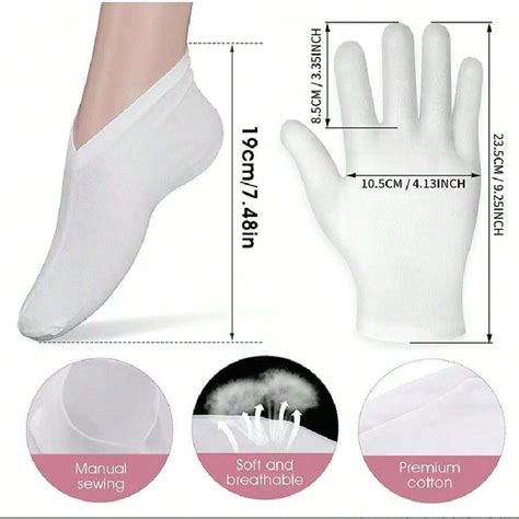 1 Pairs Of Moisturising Gloves White Cotton Moisturising Gloves Socks