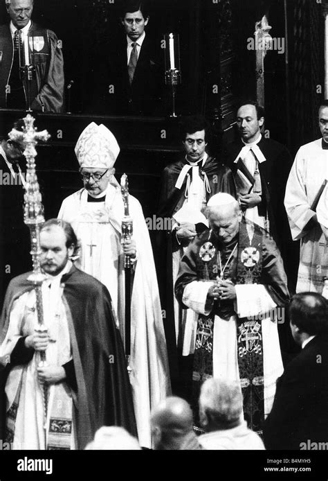 Pope John Paul Ii And The Archbishop Of Canterbury 1982 At Special