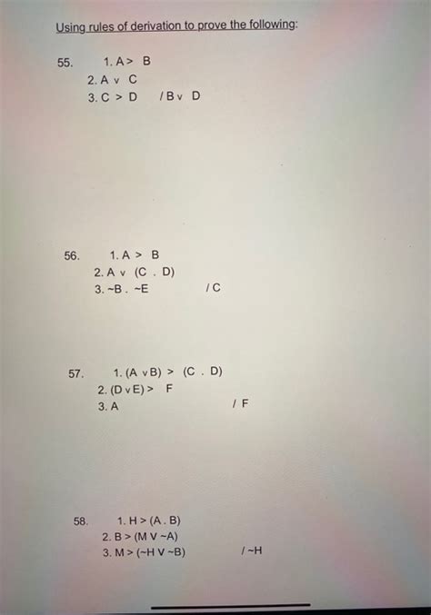 Solved Using Rules Of Derivation To Prove The Following 55 Chegg